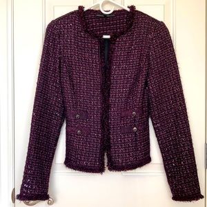 WHBM blazer black, burgundy purple silver. Size 0